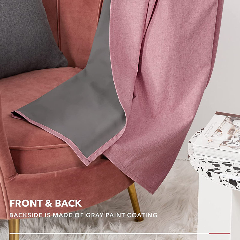 Alhamdi Blackout Curtain Pair, 117cm Width x 183cm Drop, Pink