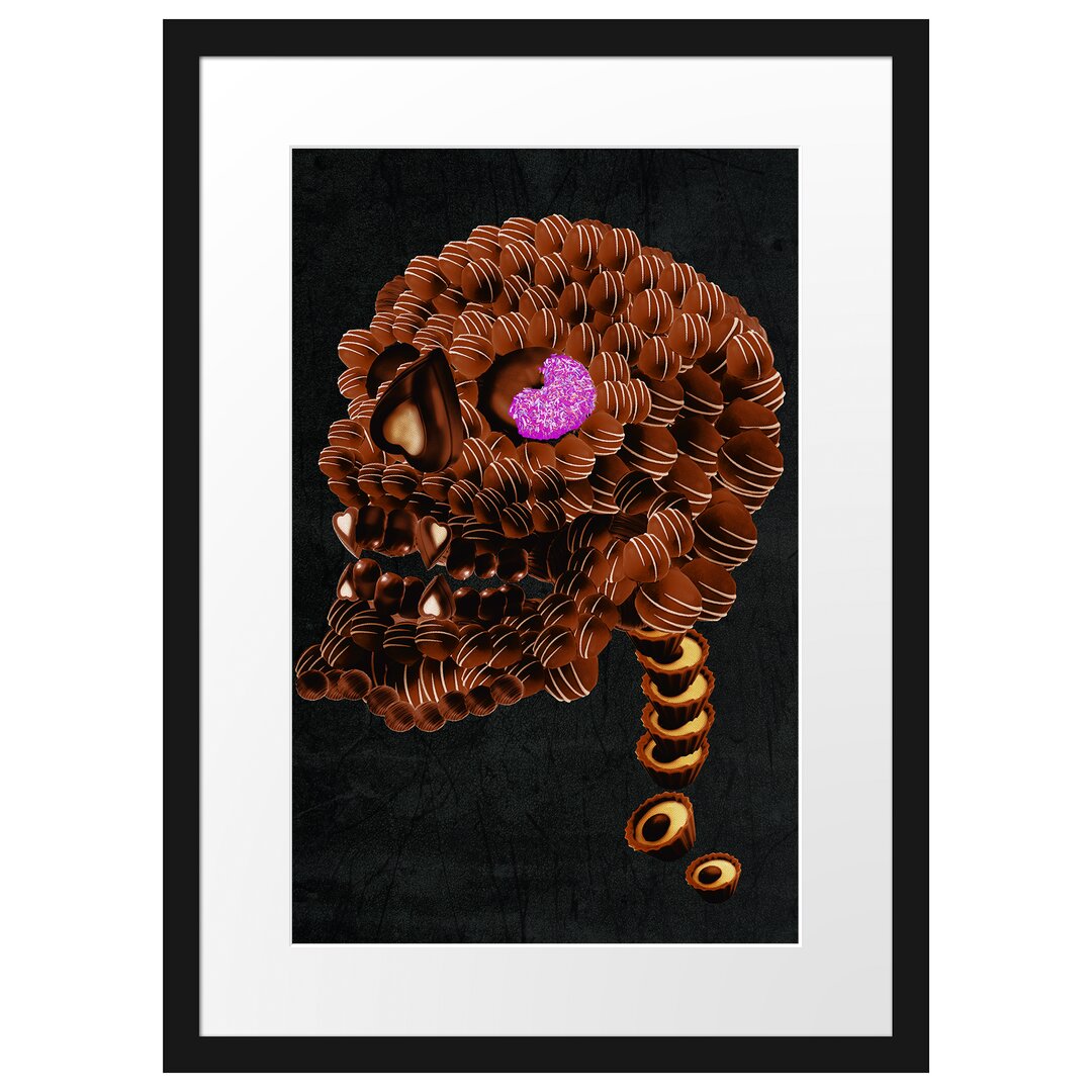 Gerahmtes Poster Chocolate Skull Black