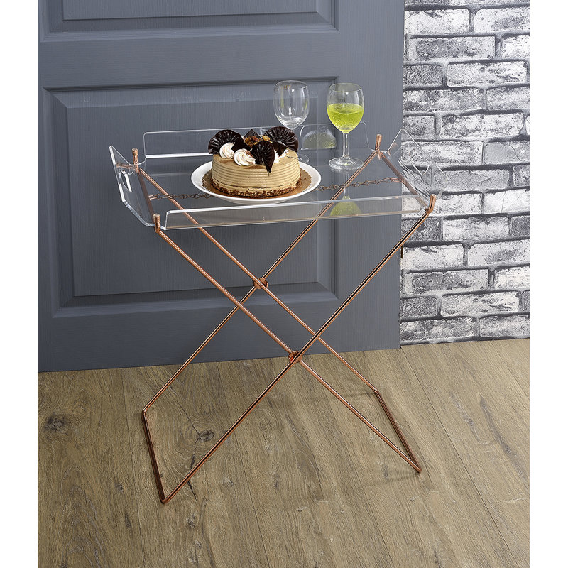 Plateau transparent en acrylique et cuivre