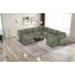 Canapé modulaire rembourré en velours côtelé 9 pièces Dona, 2 repose-pieds, accoudoir à plateau-coussin
