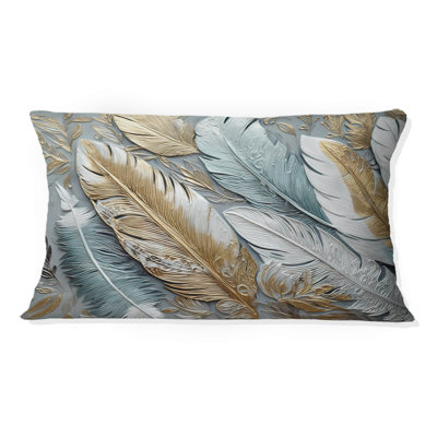 Coussin décoratif doré à plumes dorées V - Glam Feather