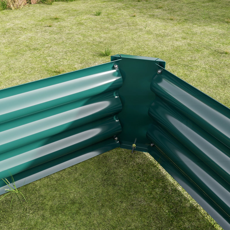  Metal Raised Rectangle Planter Beds, Green