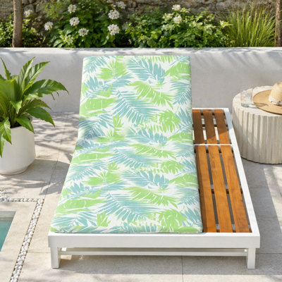 Iron + Teak Finish Outdoor Chaise Lounge Set with  Cushion,400 lbs Capacity