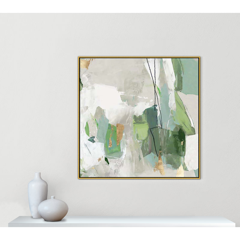 Enchanted Emerald II Print by Tom Reeves, 46.5" H x 46.5" W x 2" D, Gold Floater Framed