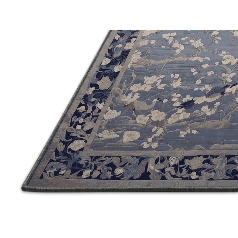 Tapis gris soyeux et moelleux, Rectangle 7 pi x 9 pi