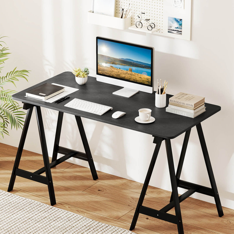 Plateau de table 48 po x 24 po avec coins arrondis sécuritaires pour bureau à domicile bricolage noir, Noir