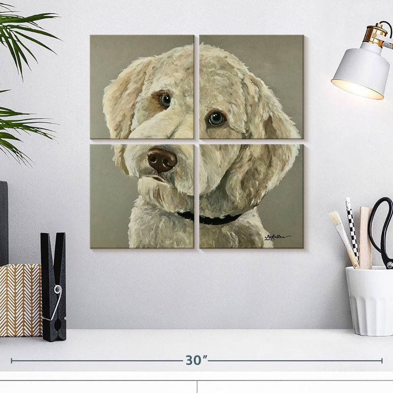 Brampt Goldendoodle On Gray, 18" H x 18" W