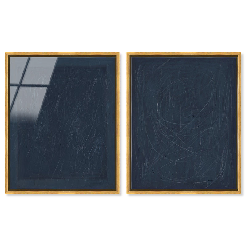 Deep Blue Set High-Gloss Frameless Acrylic Glass Wall Art Abstract Print by Oliver Gal, Ready to Hang, 16 x 20, 37"H x 46"W