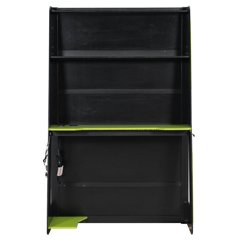 Twin Gaming Loft Bed With Desk & RGB Lighting | Multi-Storage Design, Green