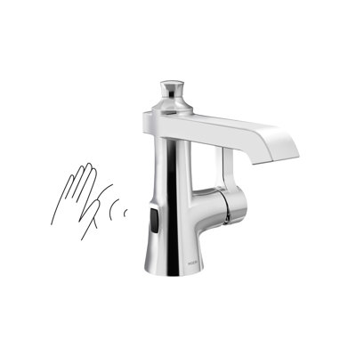 Robinet de lavabo pour salle de bain à poignée simple avec drain Moen Flara Motionsense Wave