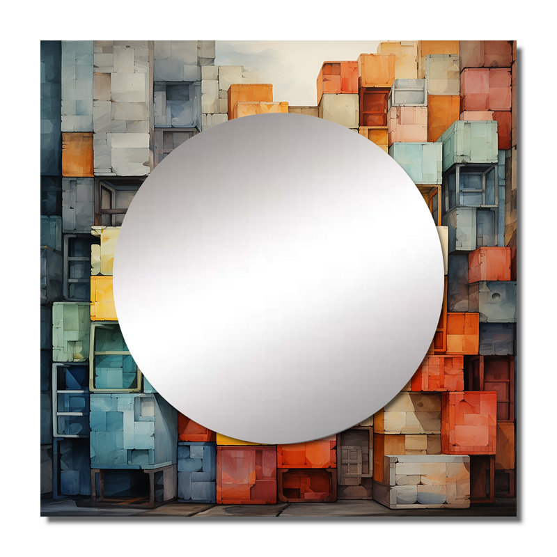 Art mural miroir carré pour la salle de bain, 23 po x 23 po