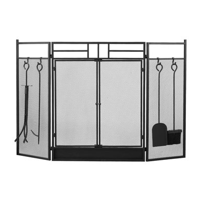 4 Double Door Iron Fireplace Door