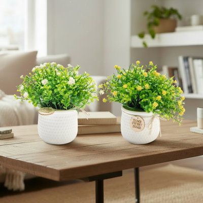 Artificial Baby's Breath In Plastic Pot Asstd - Set Of 2
