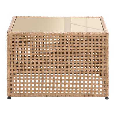 Cassaundra Square Tempered Glass Steel Outdoor Coffee Table - 66 cm W 66 cm D