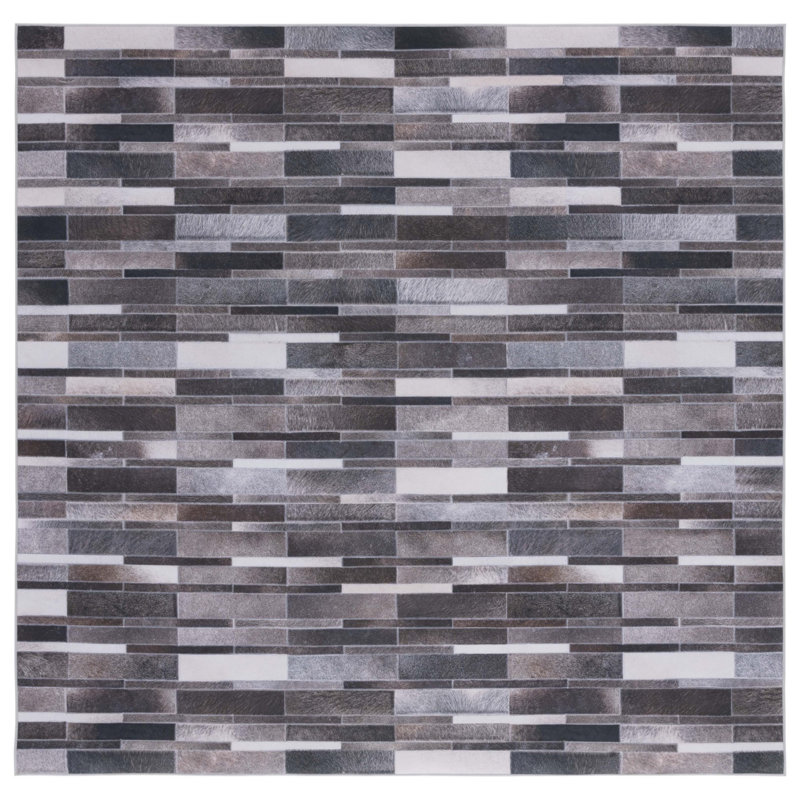 Ashawna Performance Machine Washable Geometric Rug, Square 6'