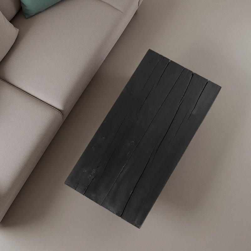 Table à thé moderne en bois carbonisé, H 12,6 po x L 47,24 po x l 23,62 po