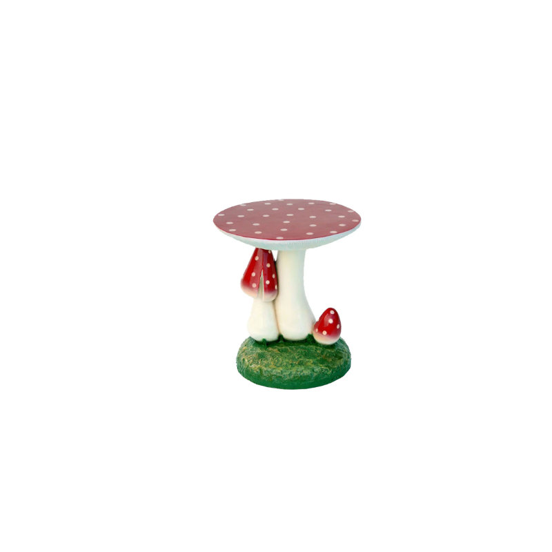 Statue de table d'appoint rouge surdimensionnée champignon