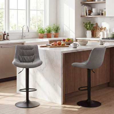 Latiera Swivel Adjustable Height Bar Stools Faux Leather Counter Stools with Footrest