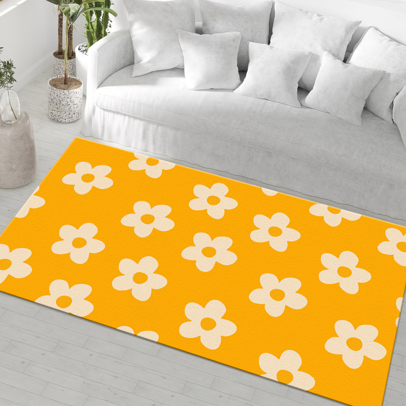Floral Symphony Non-Woven Soft Type Printed Rug With Intricate Details Ideal For Indoor Spaces, Rectangle 2'8" x 4'11"