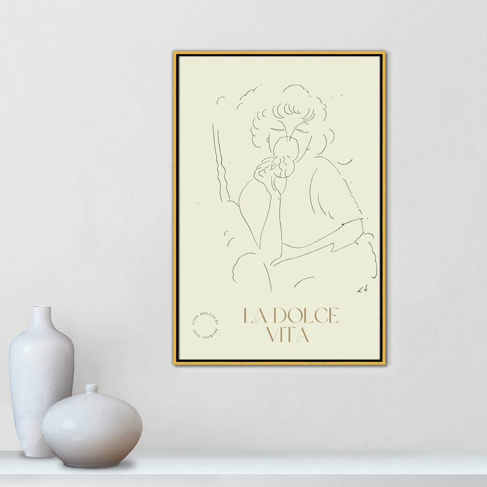 Dottie "La Dolce Vita" Print, 37.5" H x 25.5" W, Gold