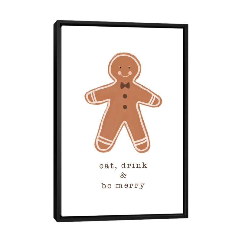 "Manger drink & be Merry" par Orara studio, reproduction d’art, H 26 po x l 18 po x 1,5 po, Toile avec cadre noir