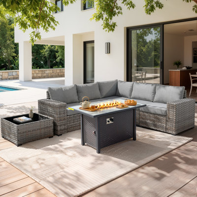 Bobia 5 - Person Modular Patio Conversation Set with Cushions