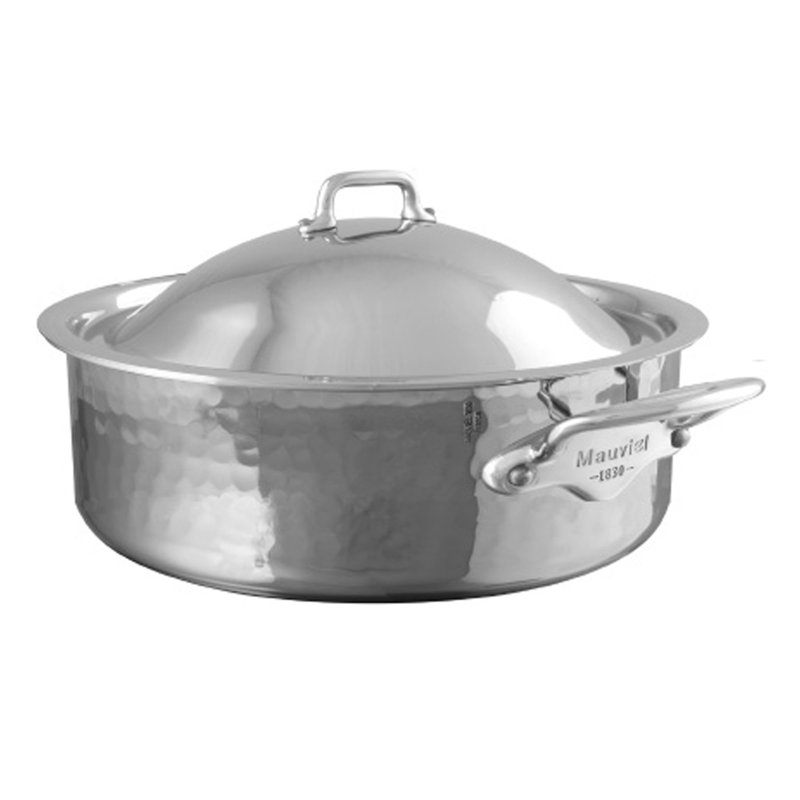 Mauviel M'elite Hammered 5-Ply Rondeau With Lid, Cast Stainless Steel Handles, 3.2-Qt, 3.2 quarts