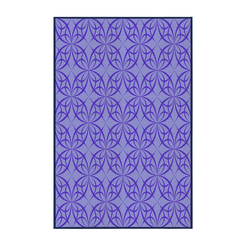 Tapis bleu marine à motif géométrique Ginnungagap, Rectangle 5 pi x 7 pi