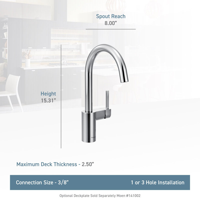 Robinet de cuisine monocommande Align, Acier inoxydable résistant aux taches