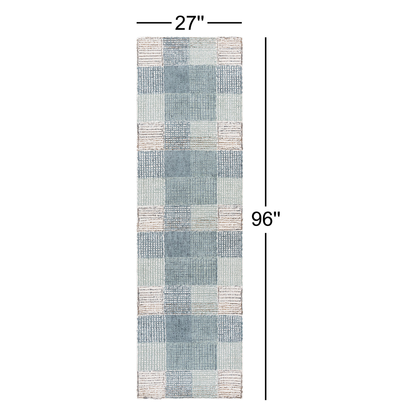 Hand-Tufted Wool Plaid Rug, Runner 2'3" x 8'