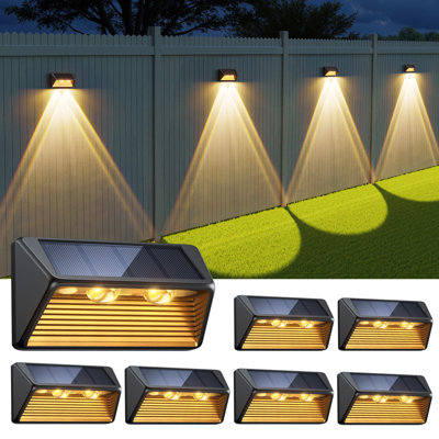 Solar Fence Lights Outdoor, 20 Lm 2 Modes Solar Lights With Brighter Led Focus Lens Waterproof Ip65 For Wall Backyard Deck Patio Porch Step Railings Pool Decor