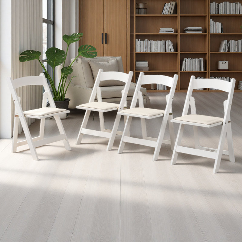 Chaise pliante rembourrée, peu encombrante, facile à transporter, 4 pièces, Beige