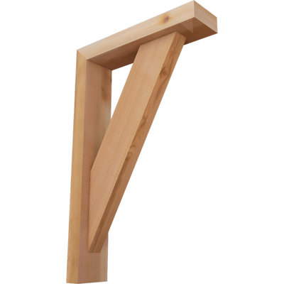 3 1/2"W x 14"D x 22"H Traditional Block Smooth Bracket w/ Offset Brace, Western Red Cedar
