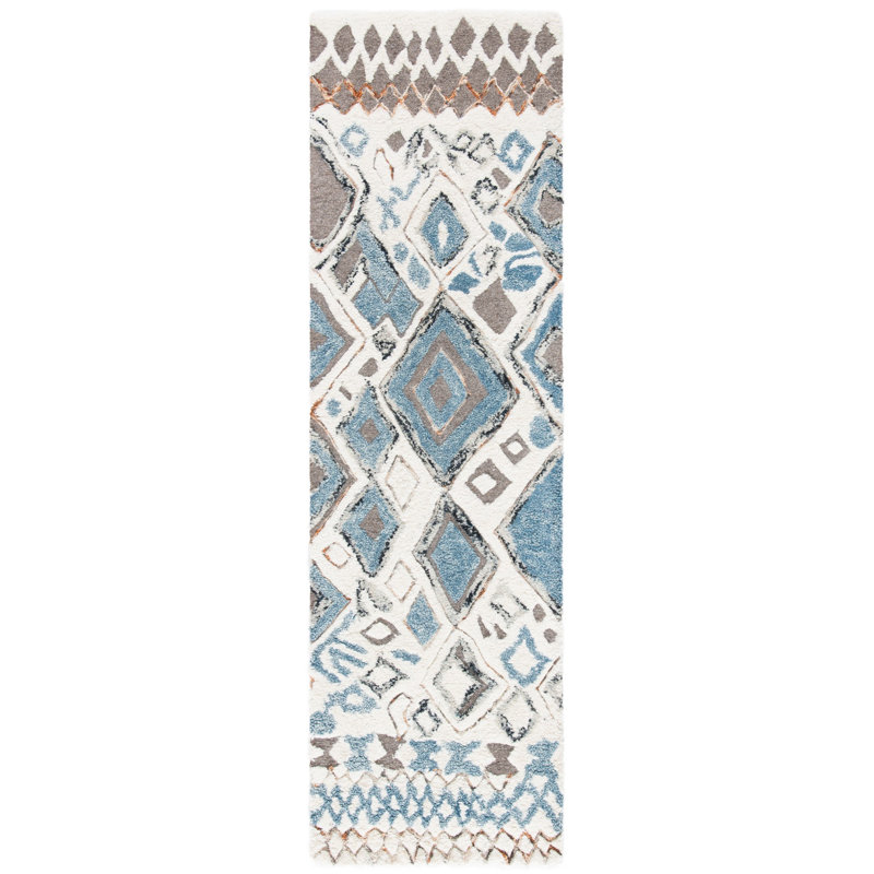 Adelone Shag Hand Tufted Wool Southwestern Rug, Runner 2'3" x 8'