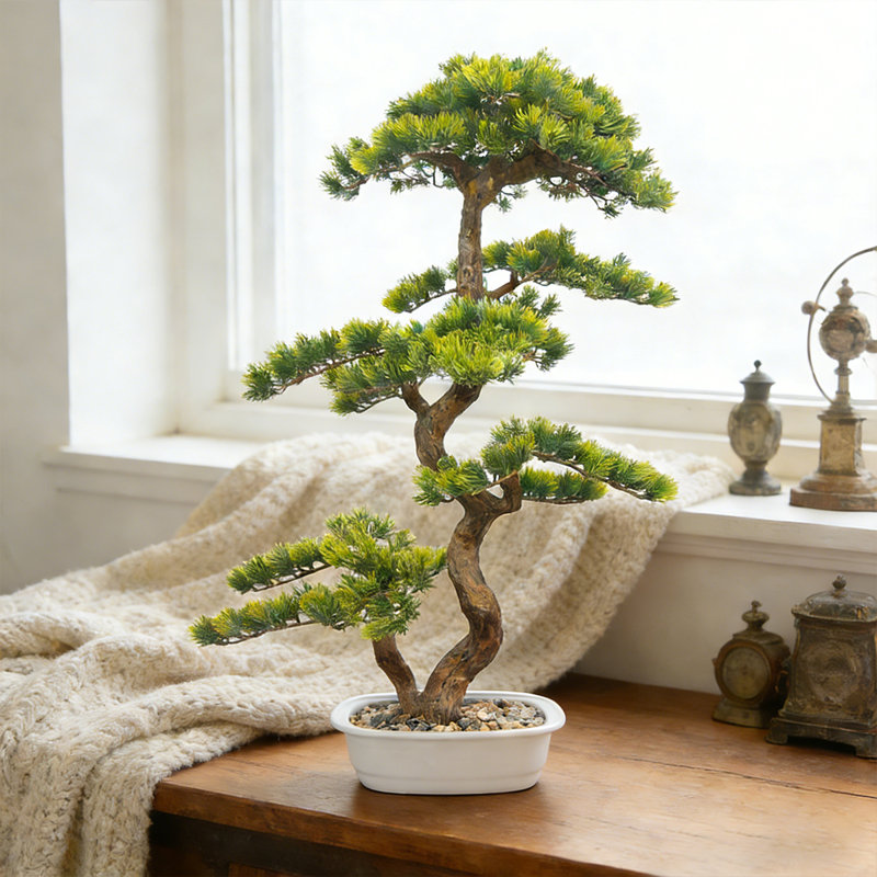 Bonsaï artificiel 35 "avec feuilles luxuriantes et fausses plantes vertes en pot décoratif
