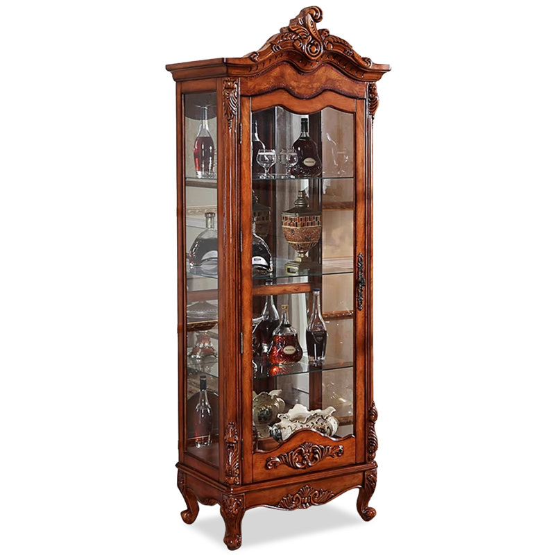 Maroon Solid Wood+Glass Display Cases