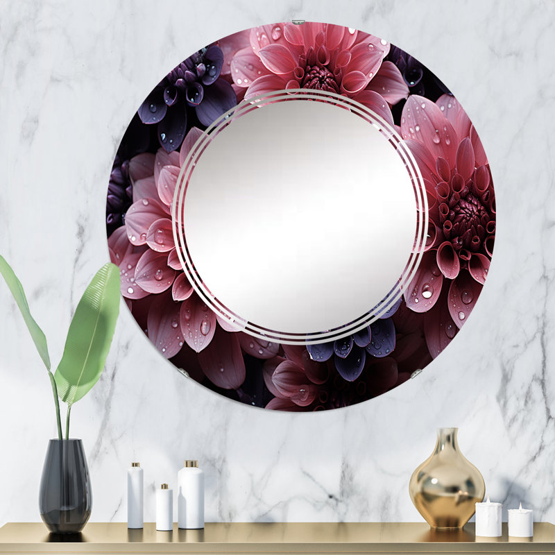 Morenvale - Miroir mural floral rond, 32 po x 32 po