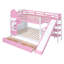 Lit superposé de style château double avec 2 tiroirs, 3 tablettes et glissière - rose-945210712-945210725
