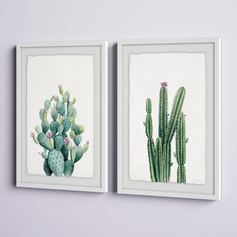 " Cactus Bloom V Diptych " by Marmont Hill 2 - Pieces, 18" H x 12" W x 1.5" D