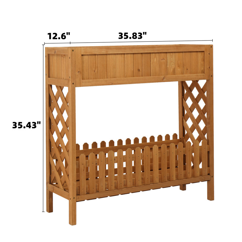 Lit de jardin surélevé en bois à 2 niveaux 35 "x 35" avec tablette inférieure