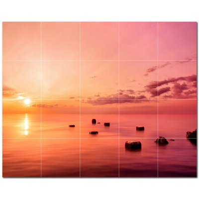 Murale en céramique satinée Sunset Photo 6 po x 6 po