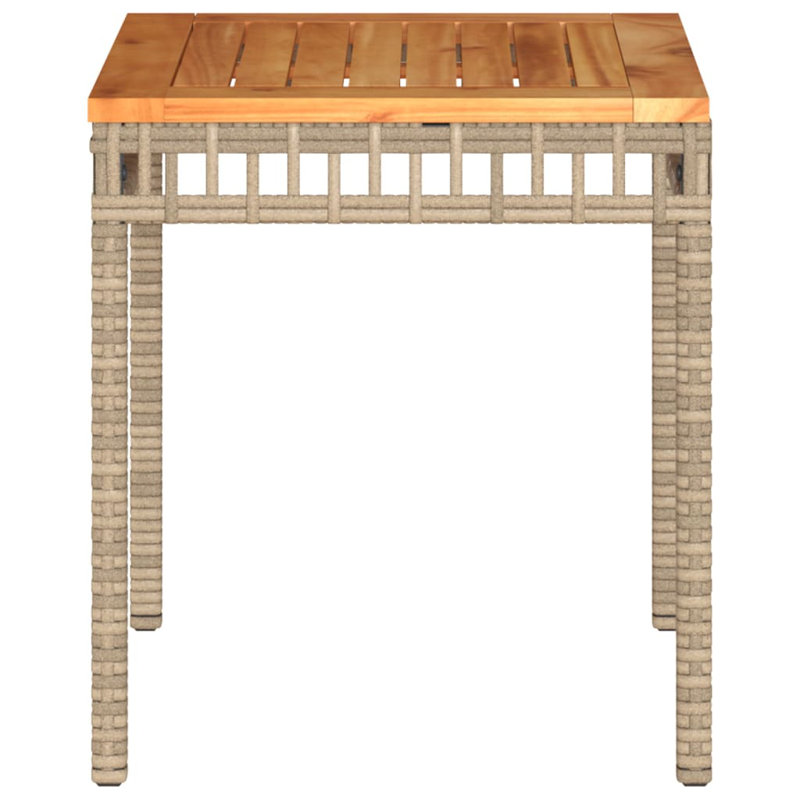 Garden Table 38X38x42 Cm Poly Rattan Acacia Wood, Mix Beige