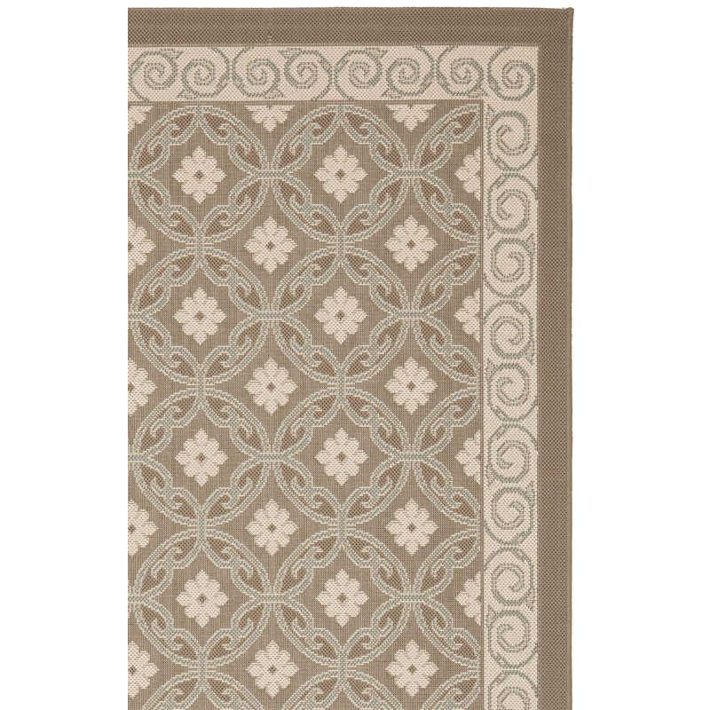 Tapis à motif géométrique intérieur / extérieur brun / beige Pharrell, Rectangle 4 pi x 5 pi 7 po