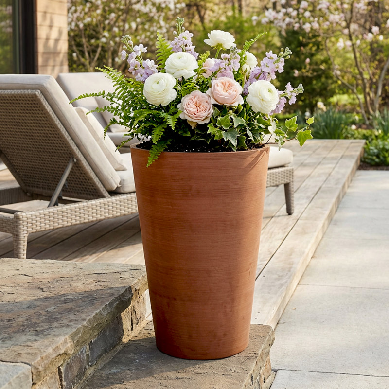Miley Tall Round Taper Pot Planter, 18" H x 8.5" W x 12" D, Terra Cotta