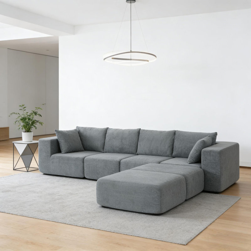 Modern Conversation Couch,Boneless U-Shape Sectional Couch,Modular Sectional Sofa