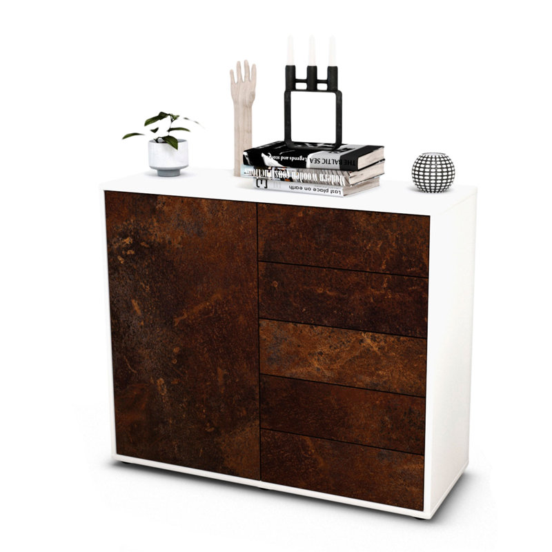 Presidio 92cm Sideboard, White/Red
