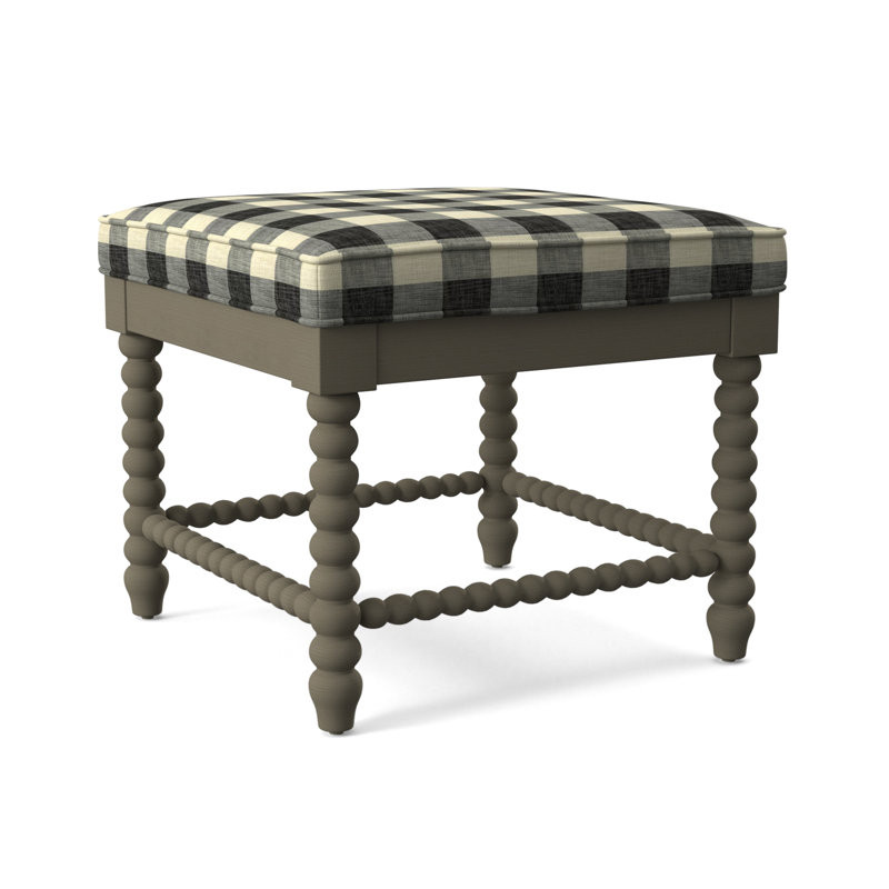 Banc en bois massif Louisa, Finition pierre de foyer, Carreaux noirs Buffalo 0120-81
