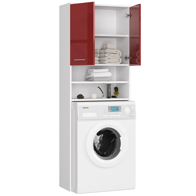 Elfgund Bathroom Cabinet, White/Red Gloss