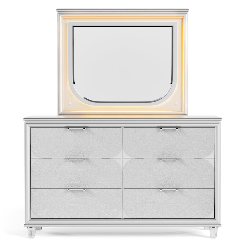Commode 6 tiroirs avec miroir Merlyne