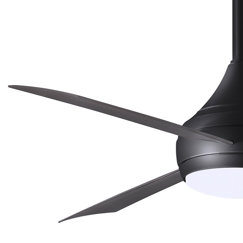 Donaire LED Outdoor Downrod Ceiling Fan, Matte Black, Brushed Bronze